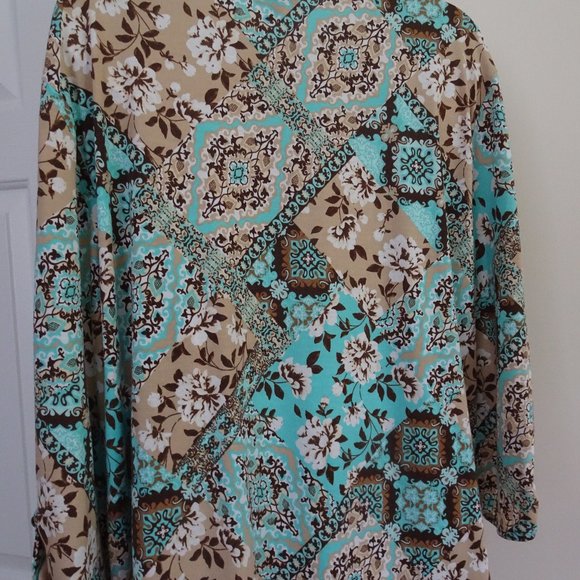 Women's Plus Size XL Aqua/BrownTunic Top- NEW - Picture 5 of 9